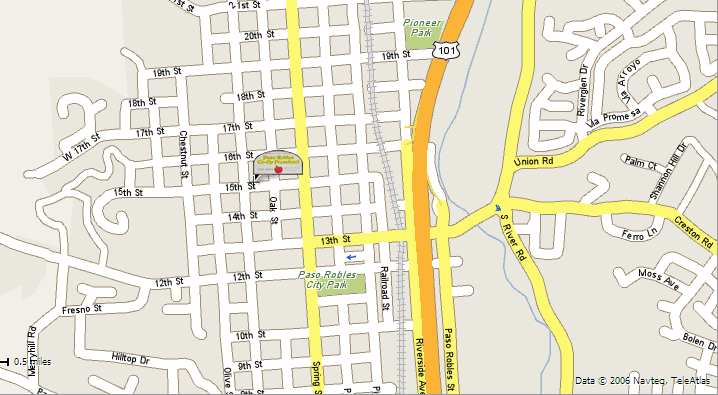 Map showing location of Paso Robles Co-Op Preschool in Paso Robles CA